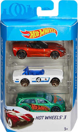 Hot Wheels Die-Cast Basic Cars 3-Pack Assorted Color 1:64 Scale - Random Selection