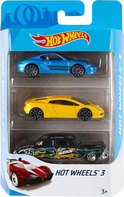 Hot Wheels Die-Cast Basic Cars 3-Pack Assorted Color 1:64 Scale - Random Selection