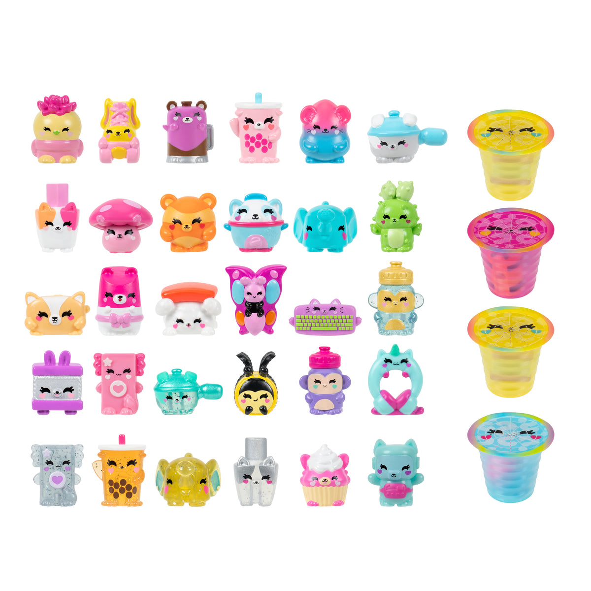 Kutie Kups Collector 4-Pack Series 1 Mini Collectible Toy Figures for Kids, 50+ Designs to Collect