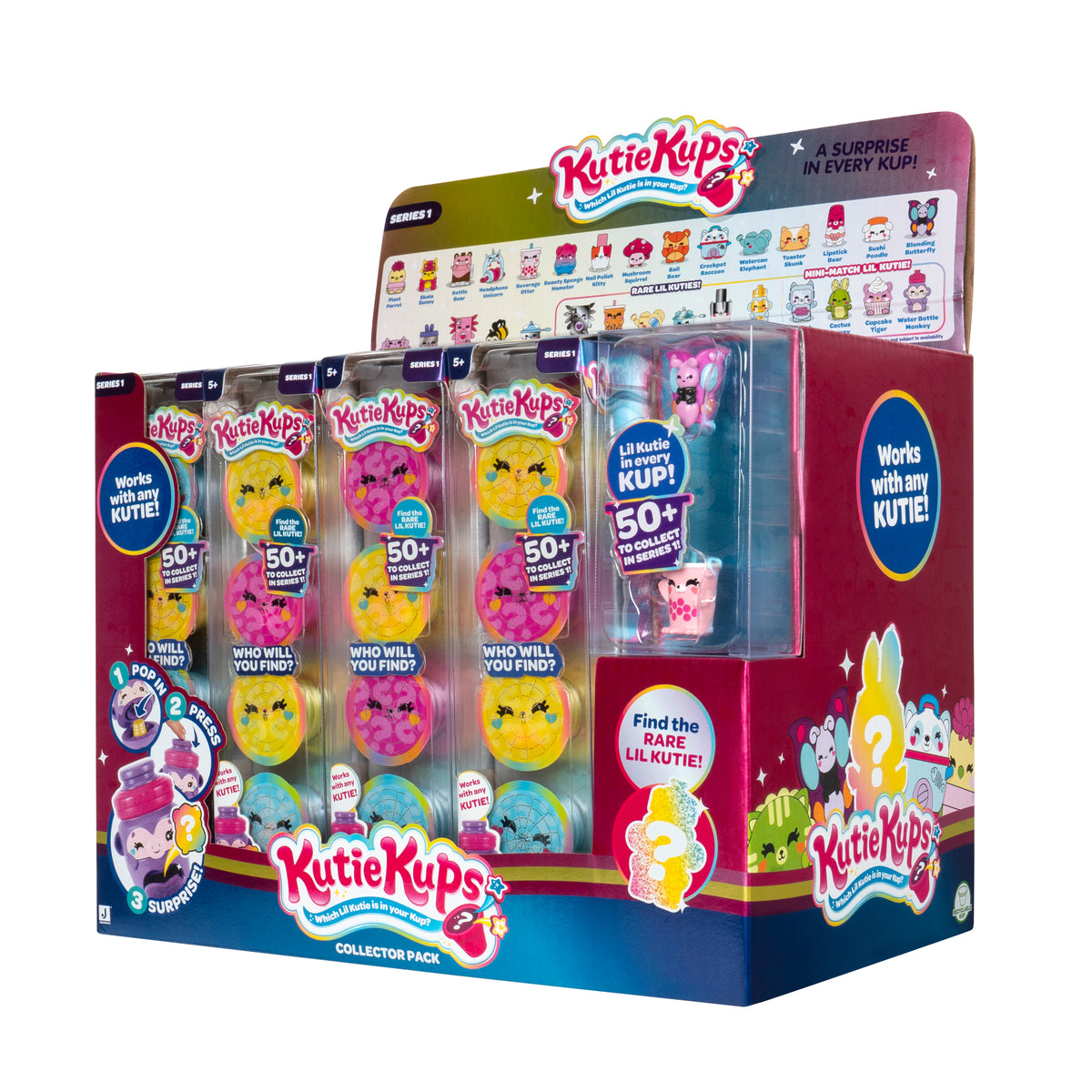 Kutie Kups Collector 4-Pack Series 1 Mini Collectible Toy Figures for Kids, 50+ Designs to Collect