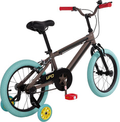 Spartan Lit UFO Kids Bicycle with Training Wheels Metallic Grey 16 -  Inch