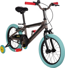 Spartan Lit UFO Kids Bicycle with Training Wheels Metallic Grey 16 -  Inch