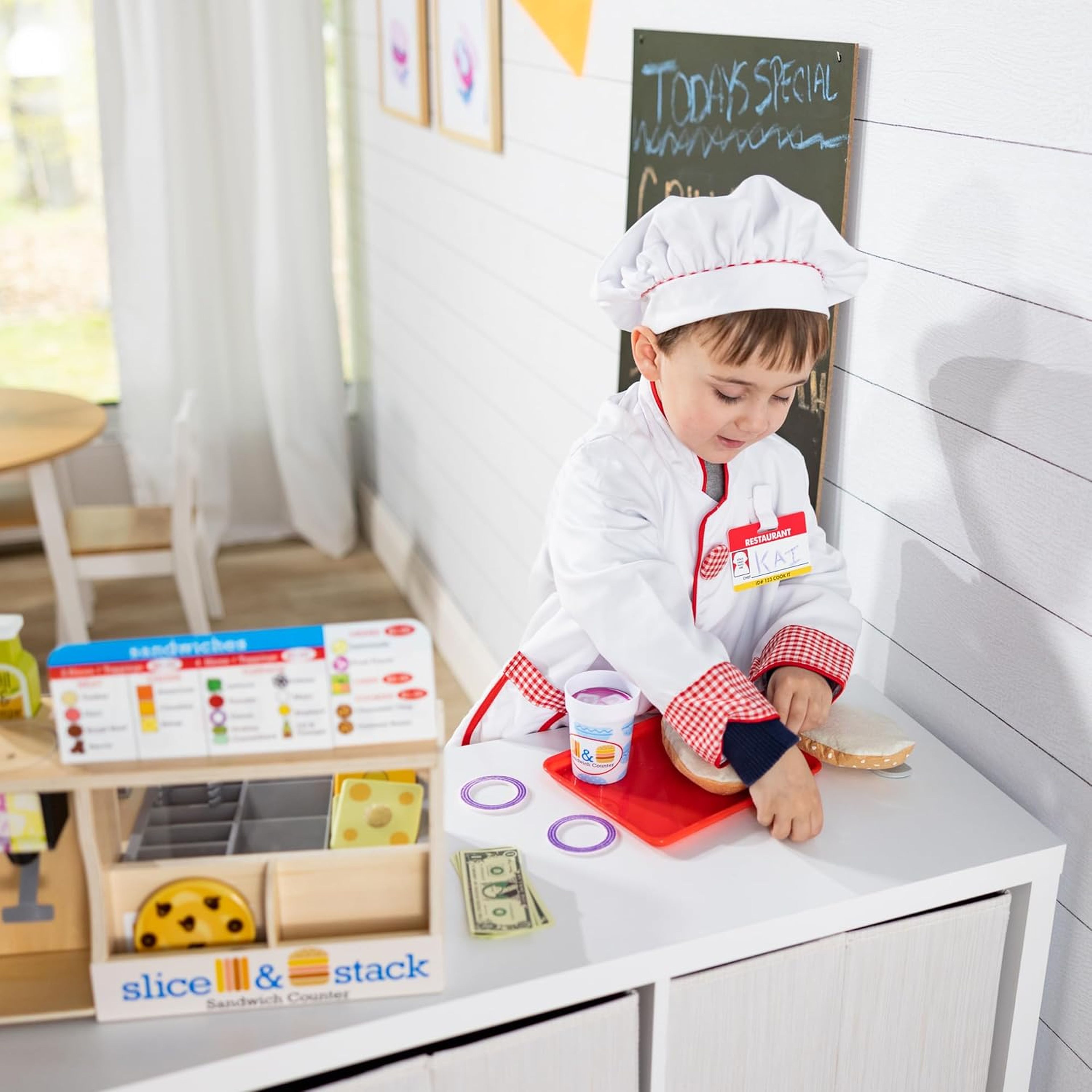 Melissa And Doug Wooden Slice & Stack Sandwich Counter