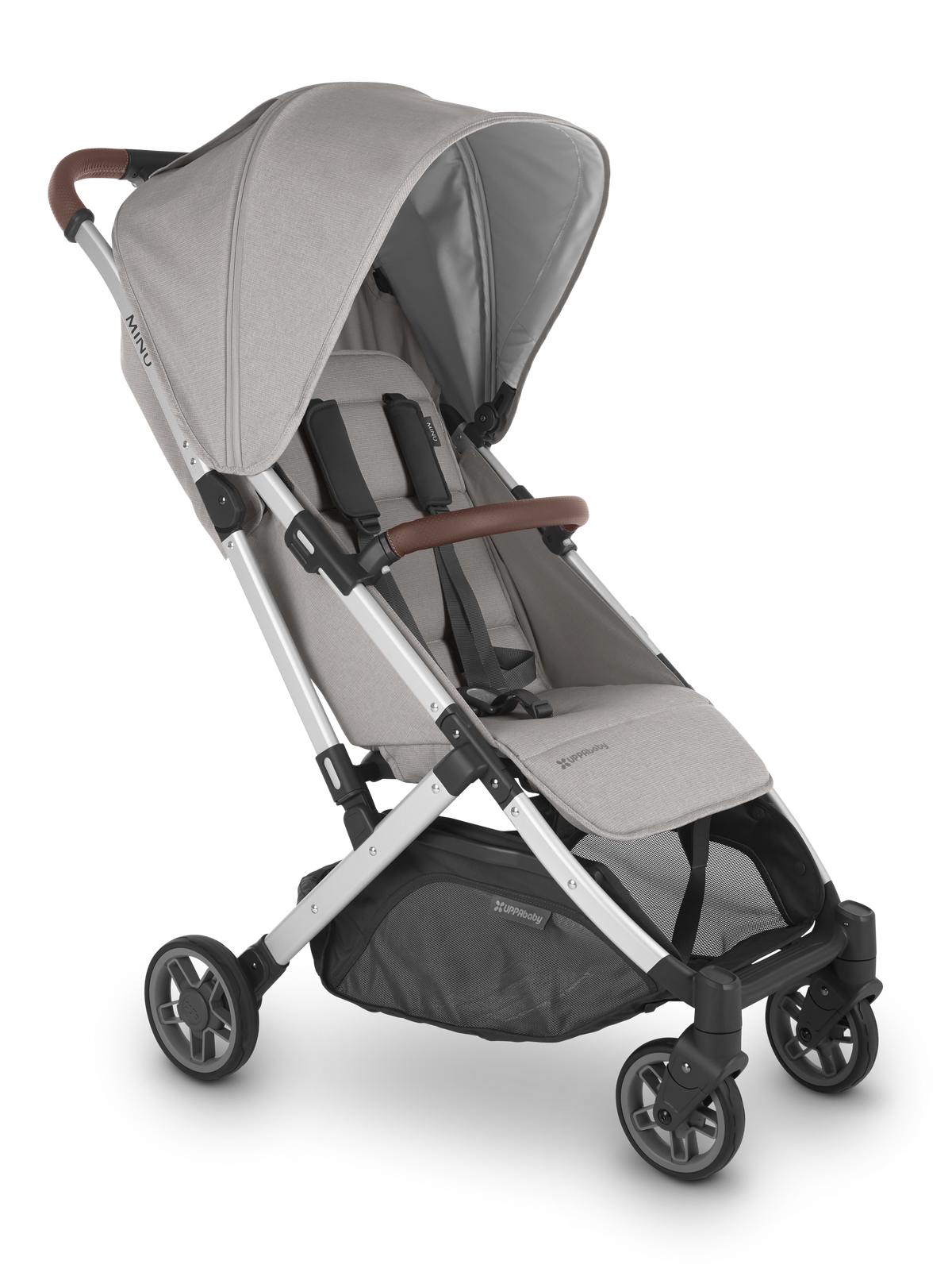 UPPAbaby Minu V2 Stroller Stella Grey Mélange Silver Frame Chestnut Leather