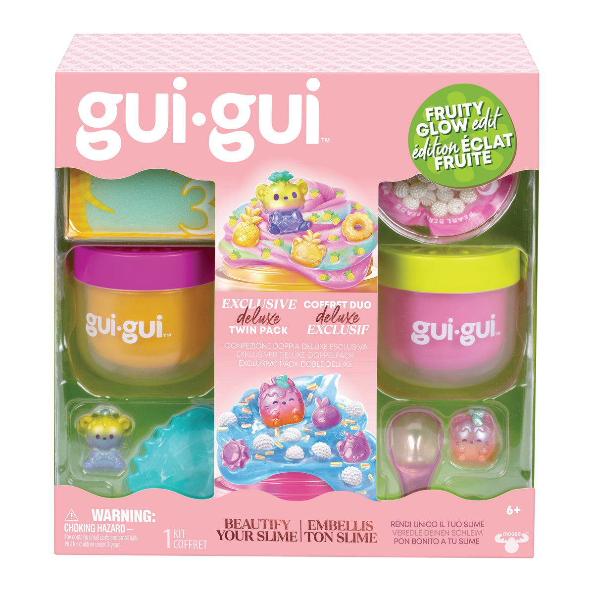 Gui Gui Fruity Glow Edit Exclusive Deluxe Twin Slime Pack for Kids Creative Sensory Play Toy Set