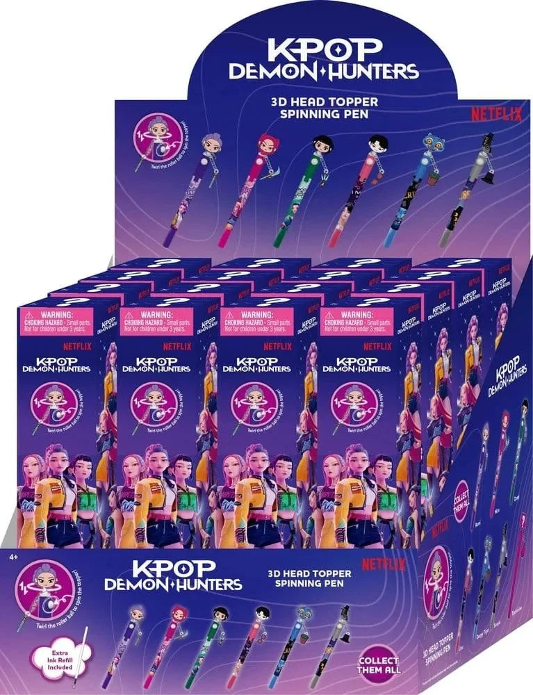 K-POP Demon Hunters 3D Head Topper Spinning Ballpoint Pen - Assorted Character Design
