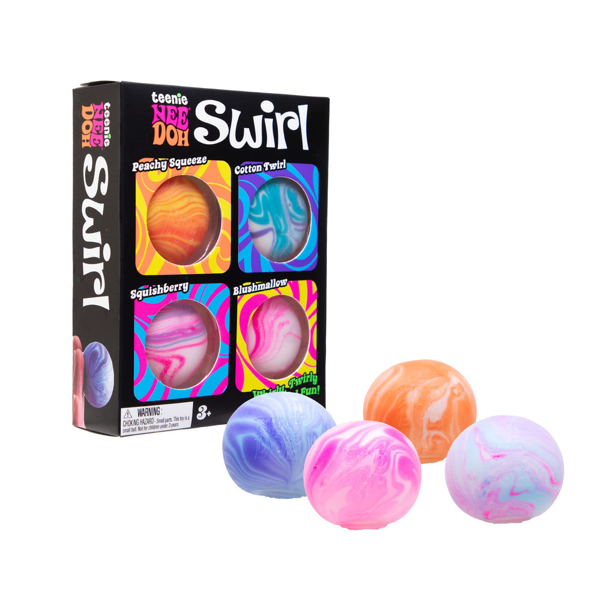 NeeDoh Teenie Squishy Stress Relief Balls 4-Pack -  Assorted Swirl Colours