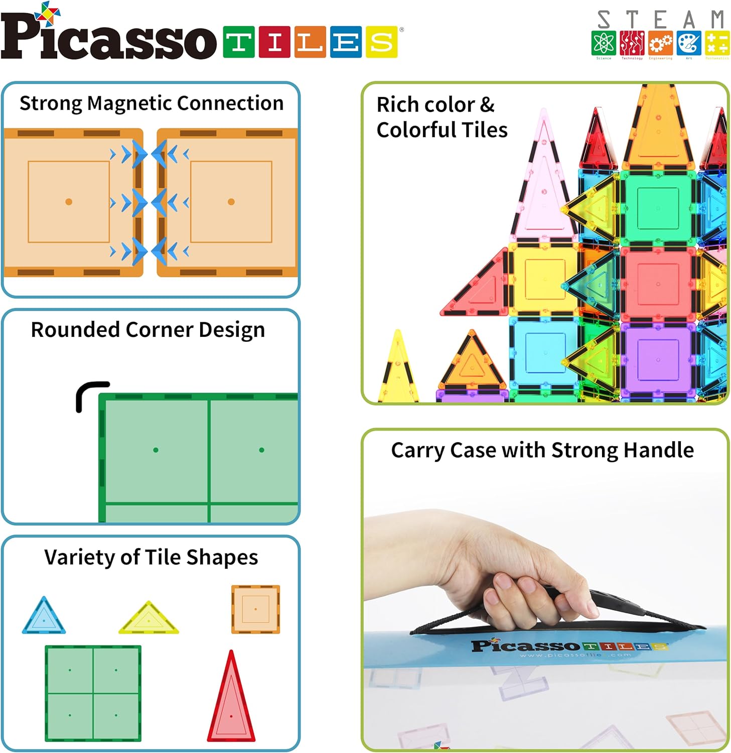 Picasso Magnetic Tiles with 4 Characters 100-Pieces