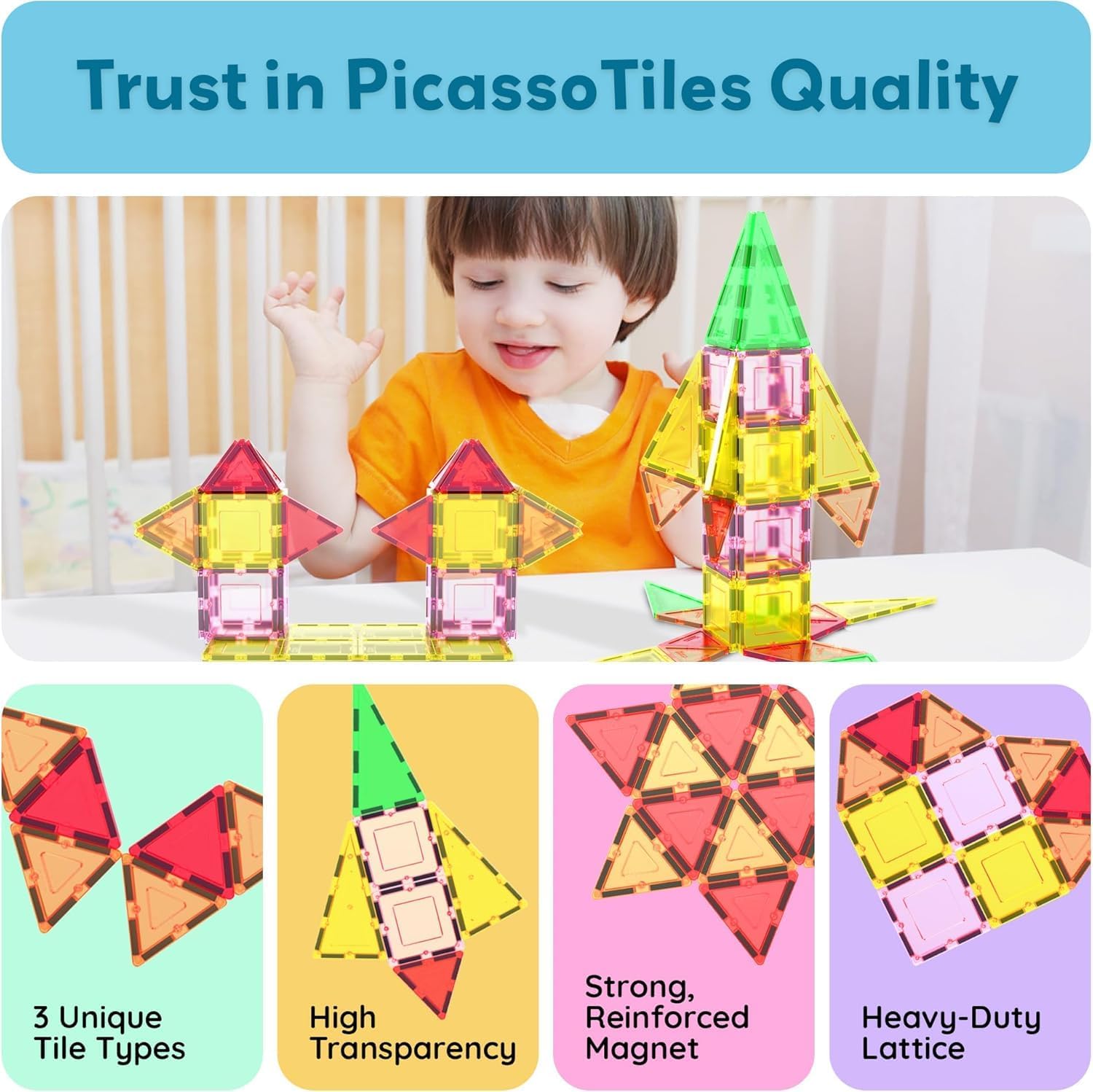 Picasso Magnetic Tiles 3D Classic 12-Pieces