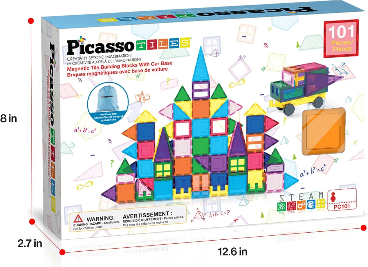 Picasso Magnetic Tiles Car Base with Carry Bag 101-Pieces