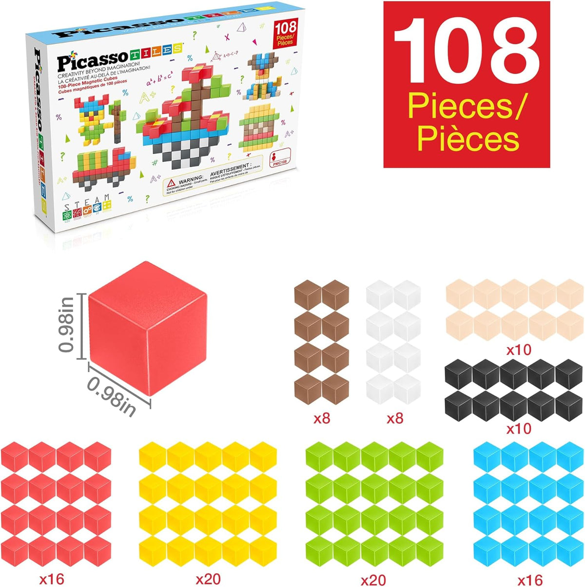 Picasso Magnetic Cubes 108-Pieces