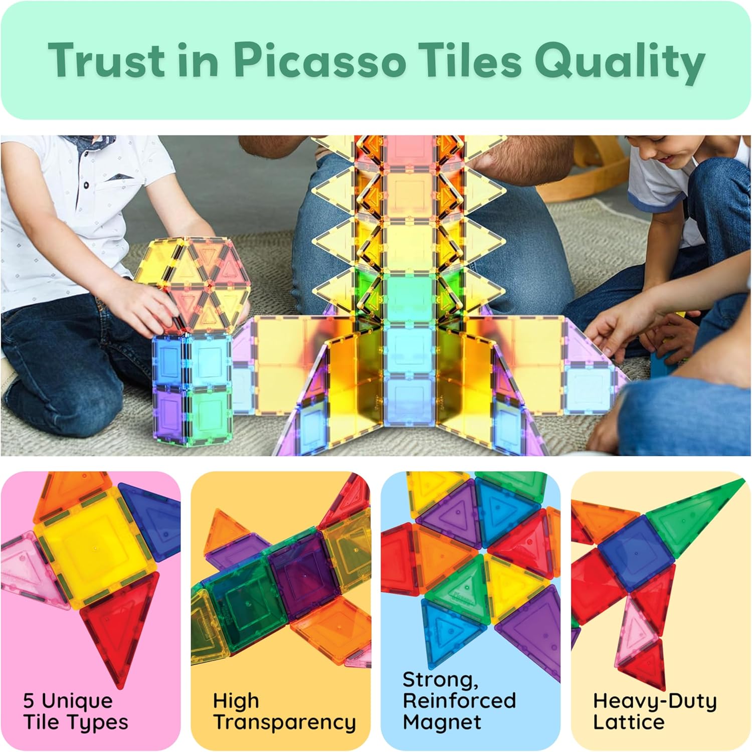 Picasso Magnetic Tiles Building Blocks 100-Pieces