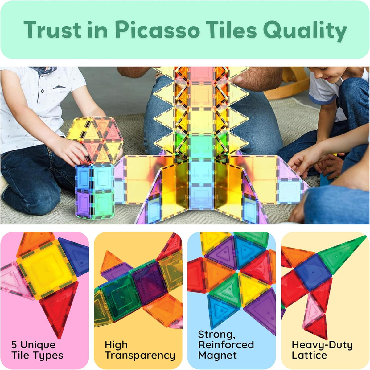 Picasso Magnetic Tiles Building Blocks 100-Pieces