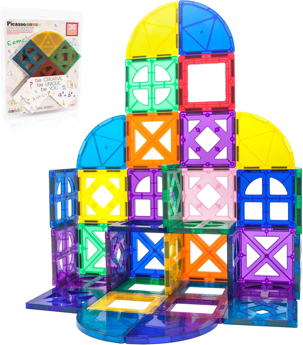 Picasso Magnetic Tiles Quarter Circle & Window Set 36-Pieces