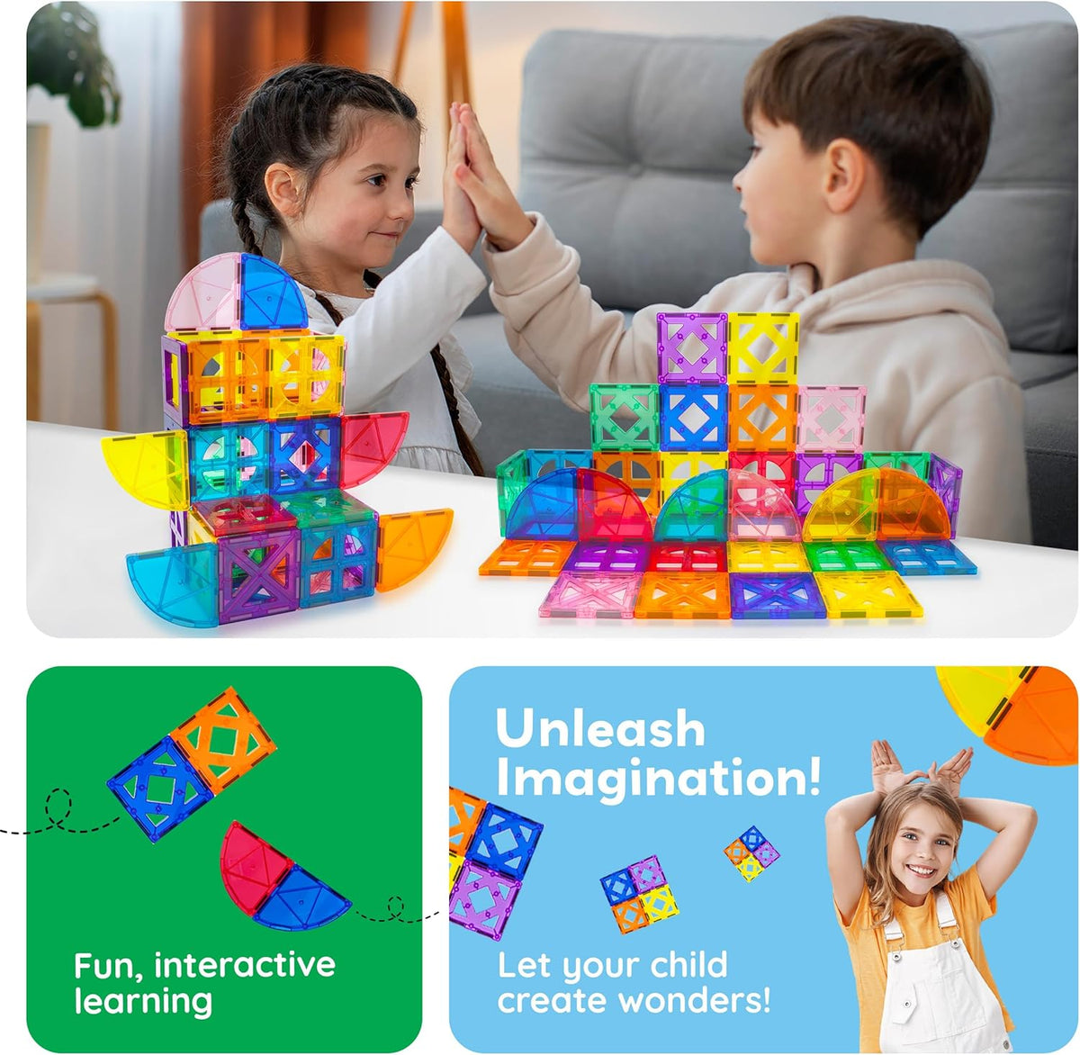 Picasso Magnetic Tiles Quarter Circle & Window Set 36-Pieces