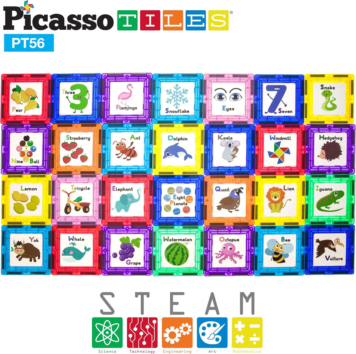 Picasso Magnetic Tiles Fundamental & Cognition Set 56-Pieces
