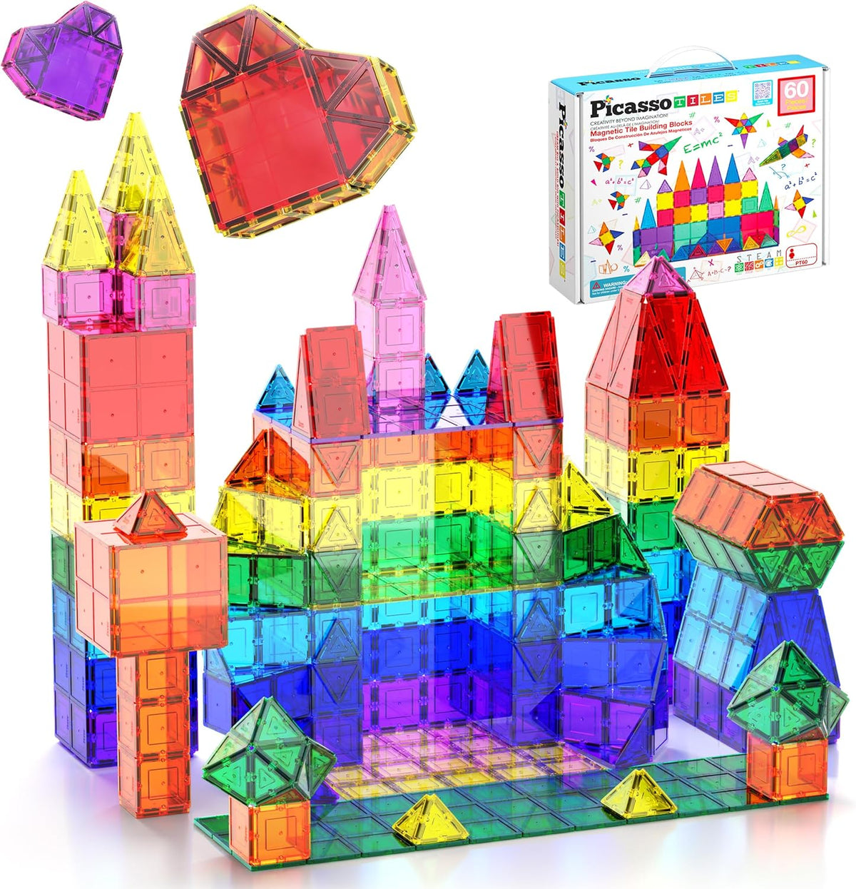 Picasso Magnetic Tiles Building Blocks 60-Pieces
