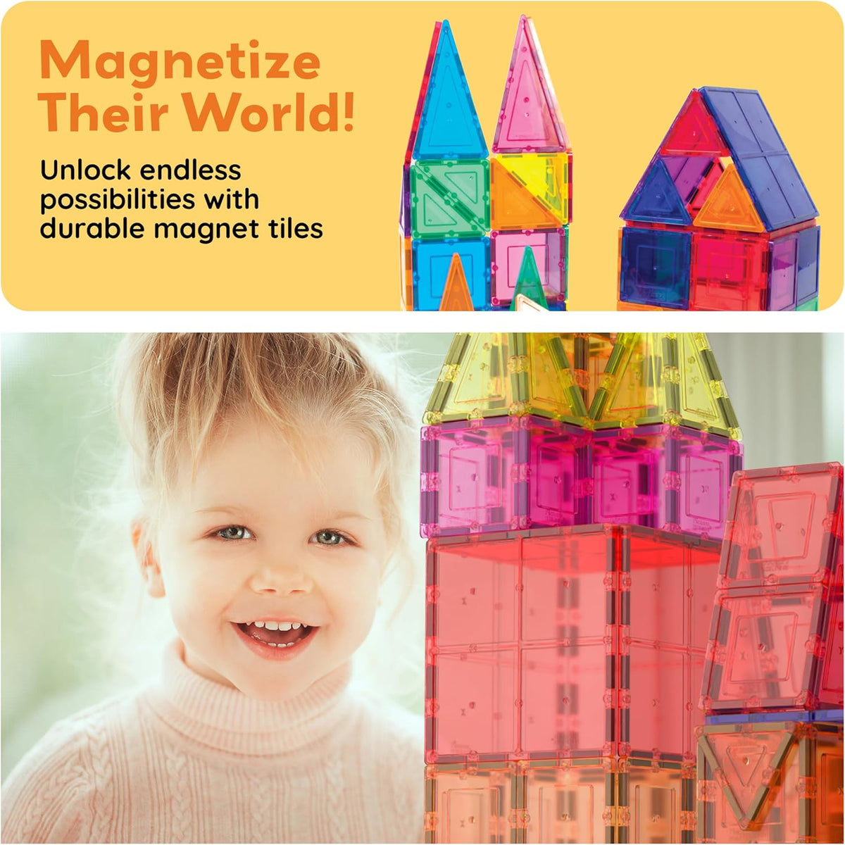 Picasso Magnetic Tiles Building Blocks 60-Pieces