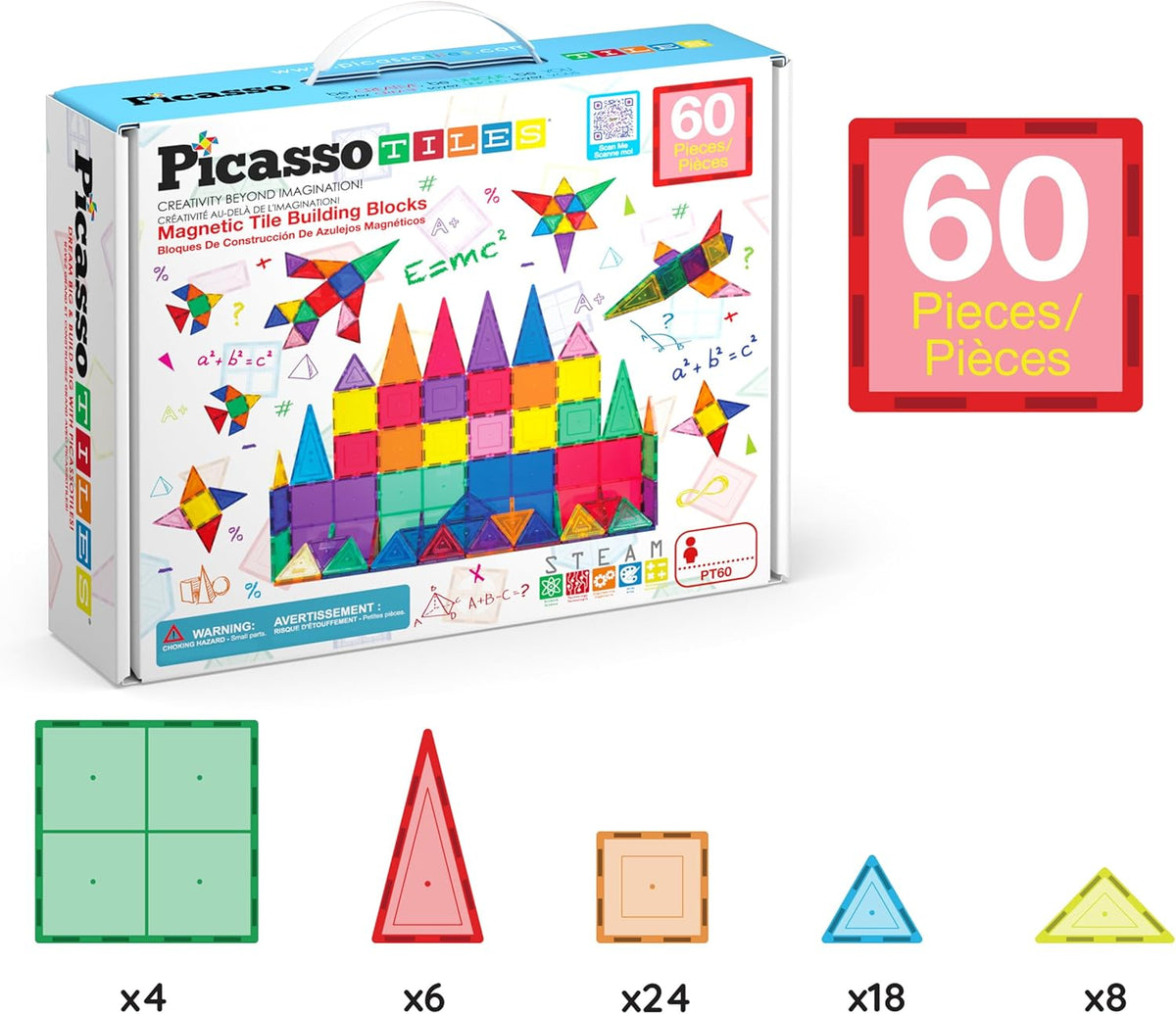 Picasso Magnetic Tiles Building Blocks 60-Pieces