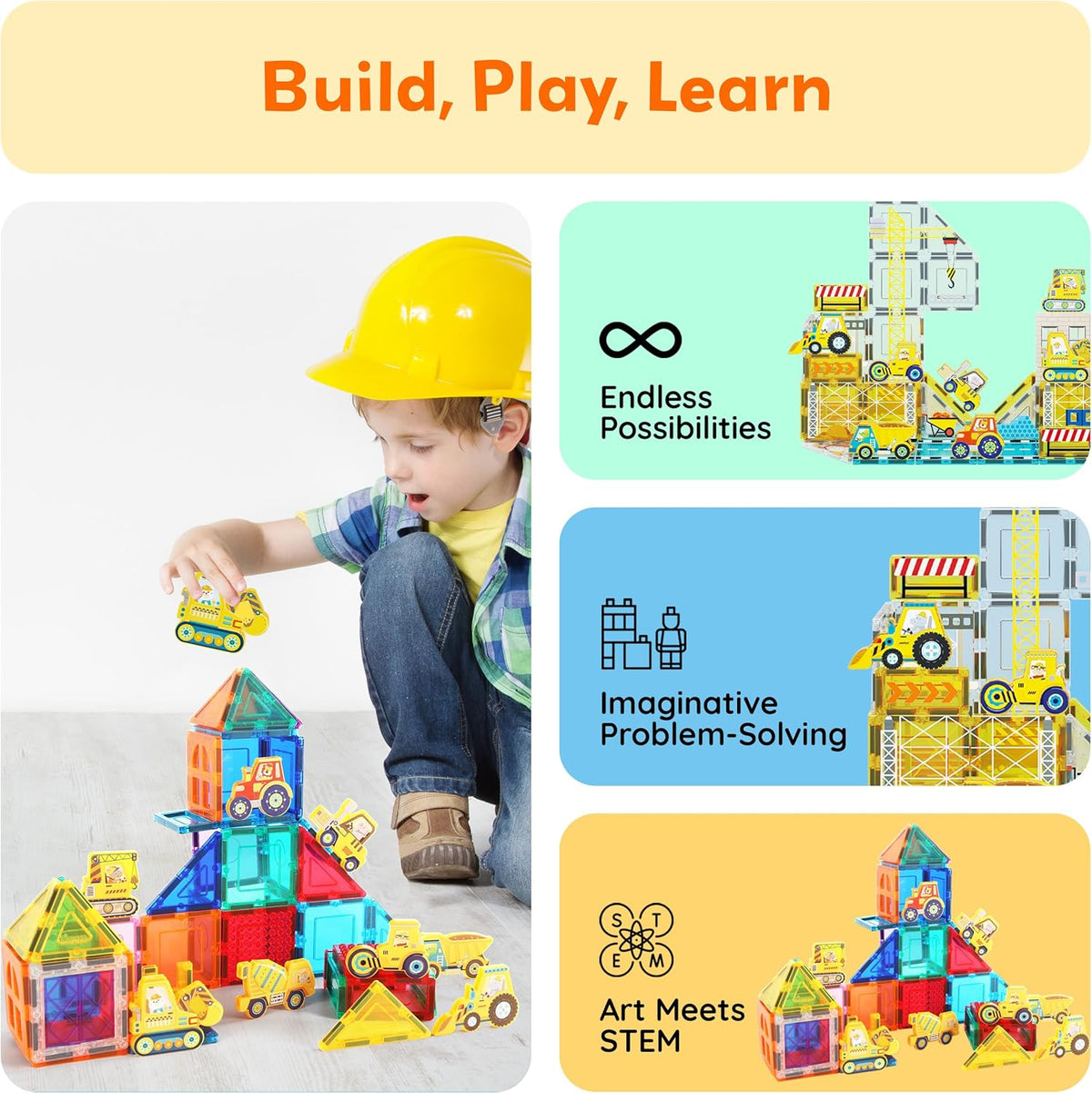 Picasso Magnetic Block Construction Vehicle Truck 8-Pieces