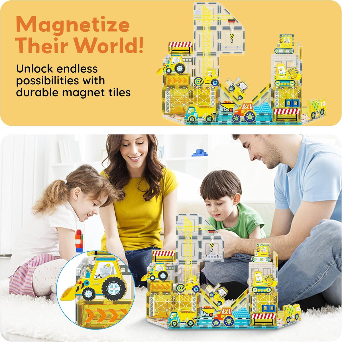 Picasso Magnetic Block Construction Vehicle Truck 8-Pieces
