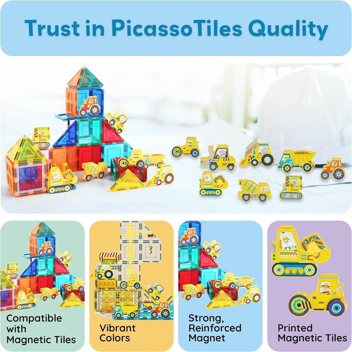 Picasso Magnetic Block Construction Vehicle Truck 8-Pieces