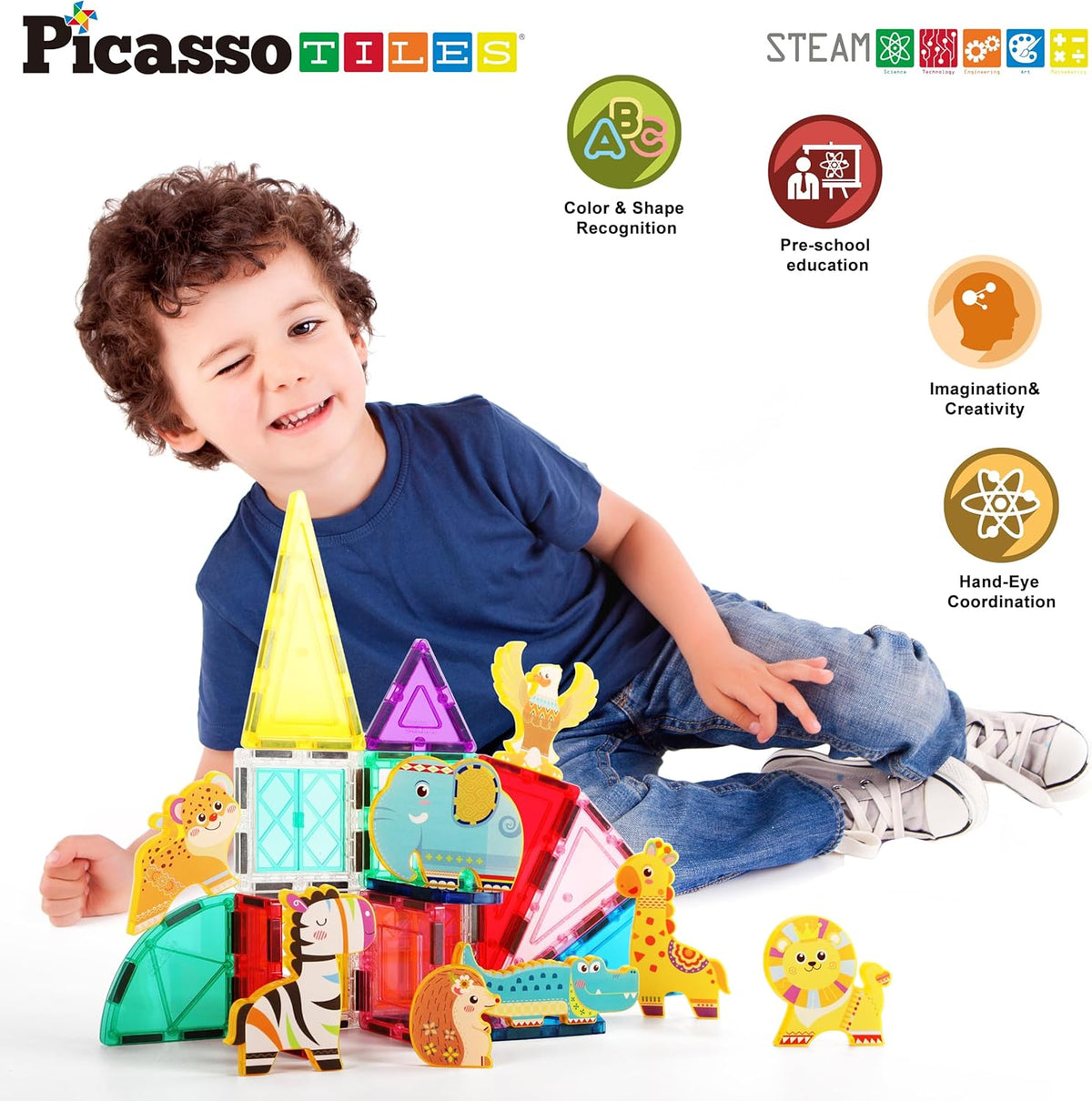 Picasso Magnetic Blocks Safari Animals 8-Pieces