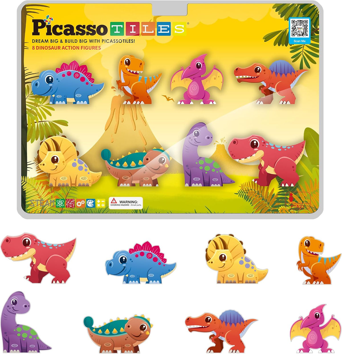 Picasso Magnetic Dinosaur Figures 8-Pieces