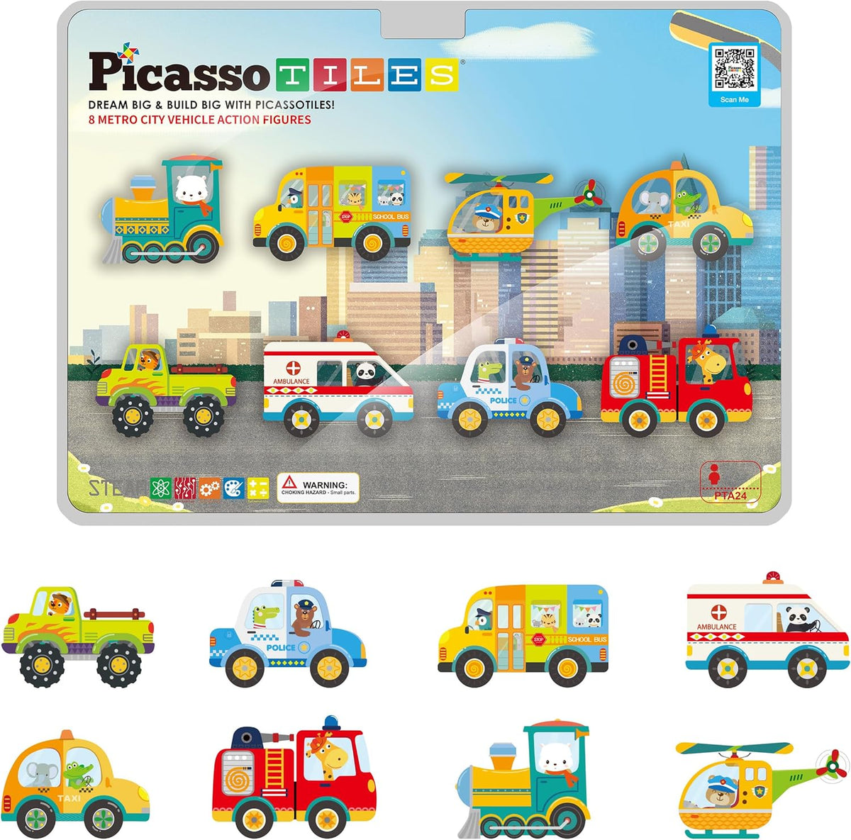 Picasso Magnetic Block Metro City Vehicles  8-Pieces