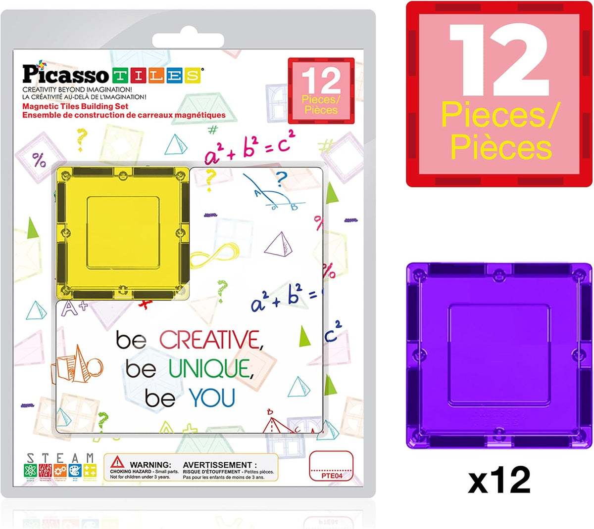 Picasso Magnetic Tiles Squre Expansion Pack 12-Pieces