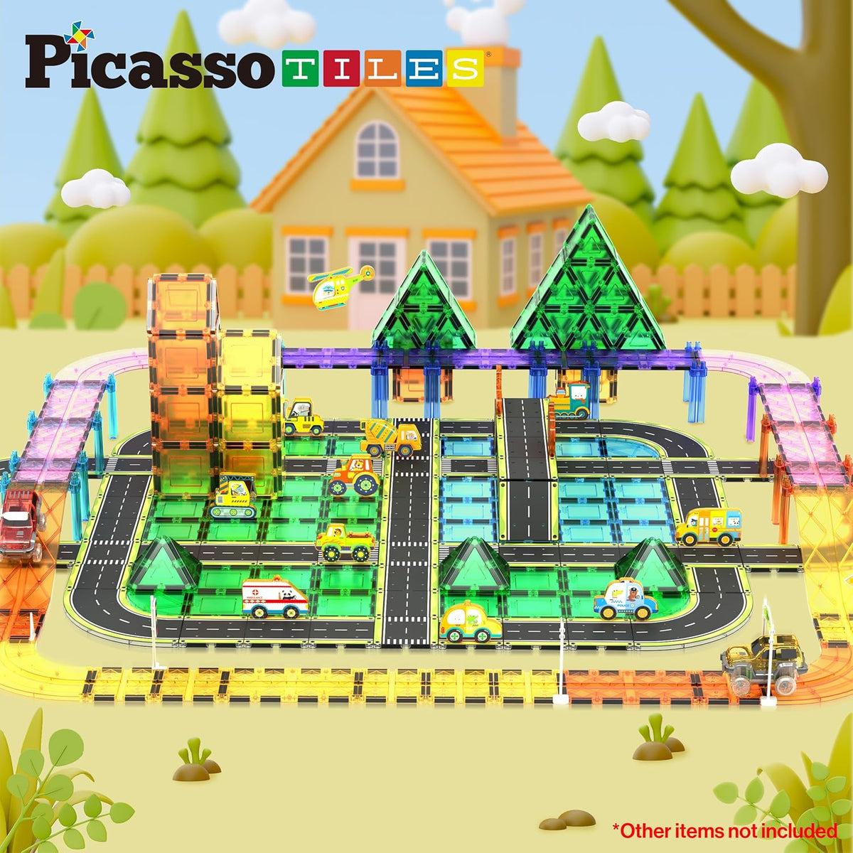 Picasso Magnetic Tiles Highway Printed Set 16-Pieces
