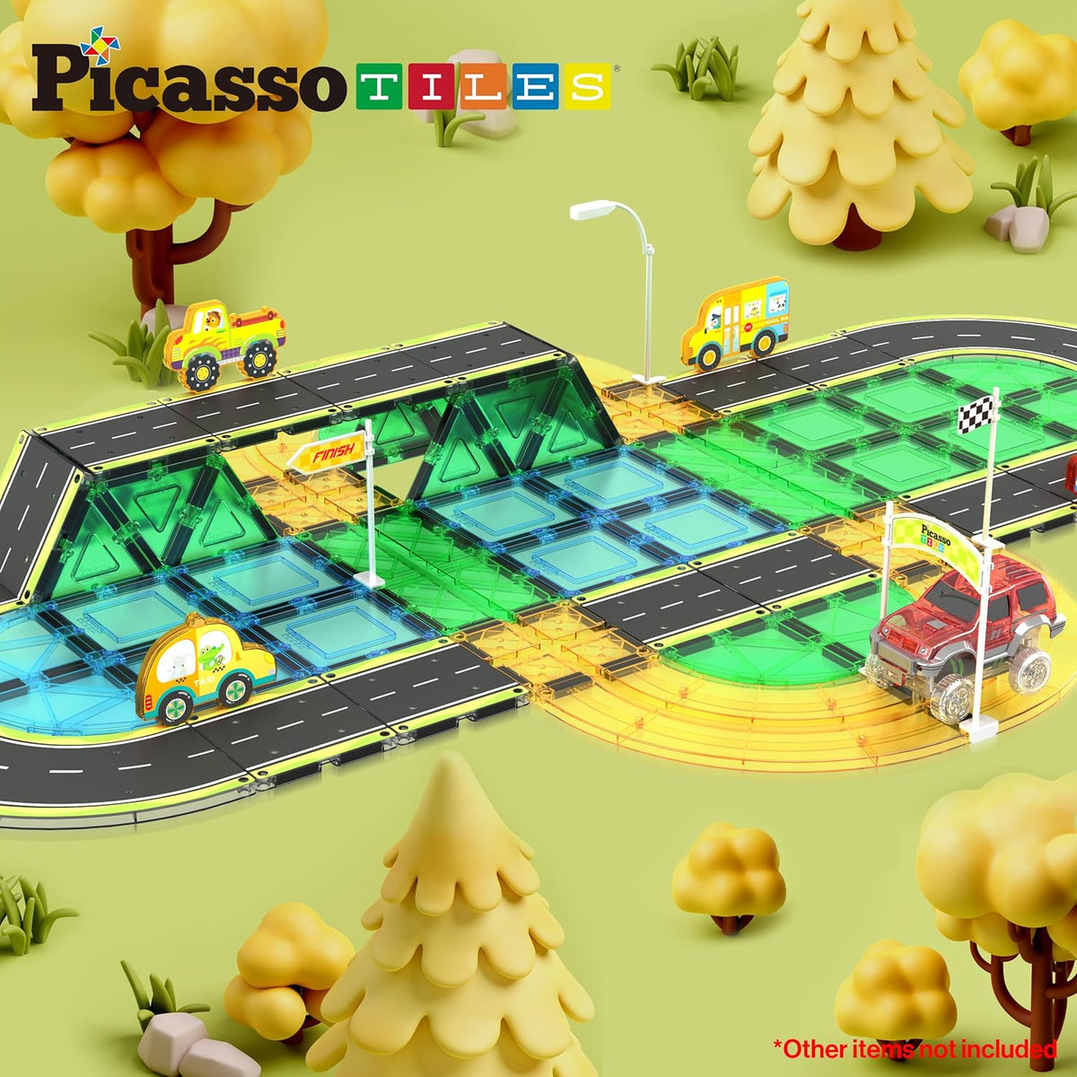 Picasso Magnetic Tiles Highway Printed Set 16-Pieces