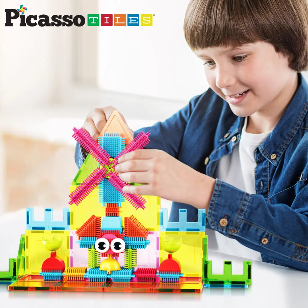 Picasso Magnetic Tiles with Hedgehog Building Block Set 75-Pieces
