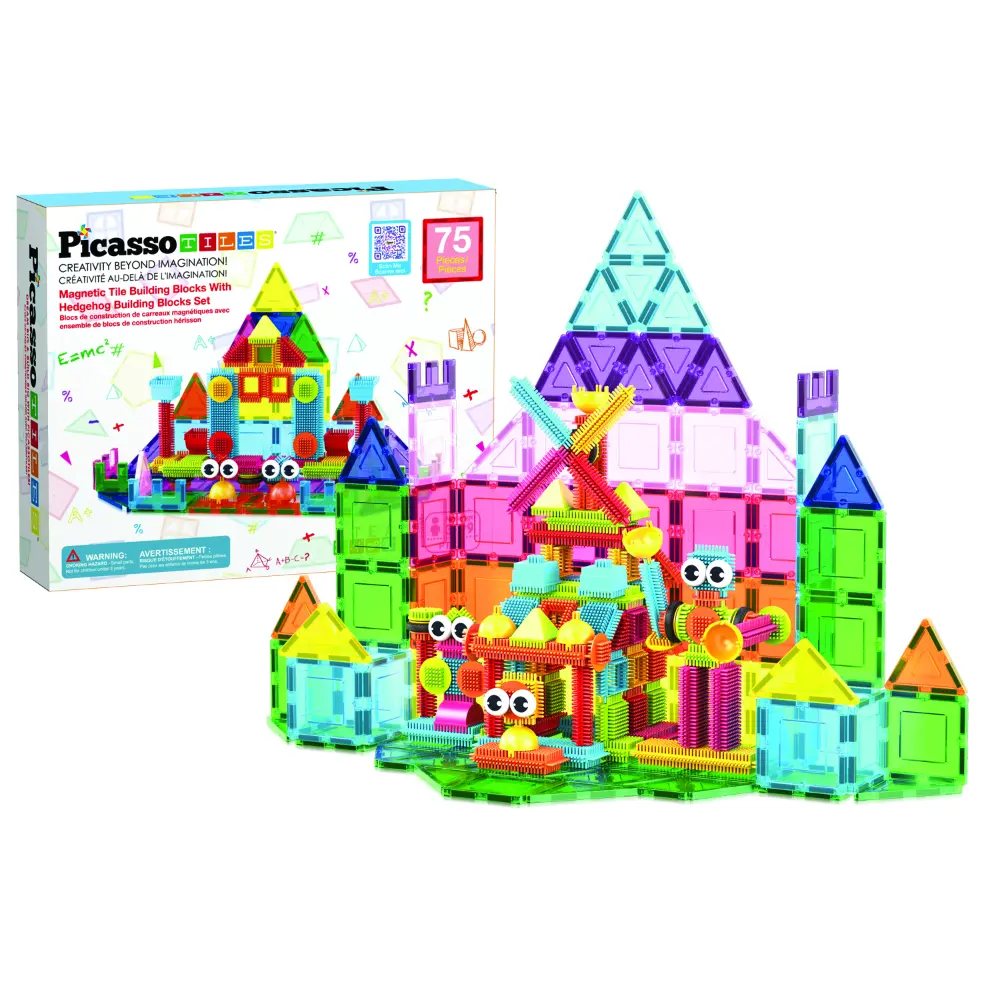 Picasso Magnetic Tiles with Hedgehog Building Block Set 75-Pieces