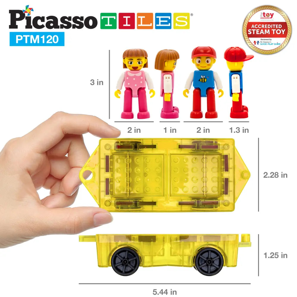 Picasso Magnetic Tiles Mini Diamond with 2Character+Car Truck 120pieces