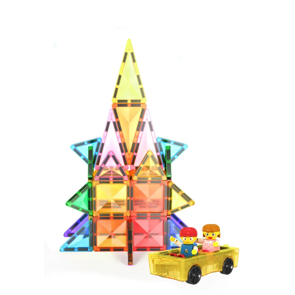 Picasso Magnetic Tiles Mini Diamond with 2Character + Car Truck 120-Pieces