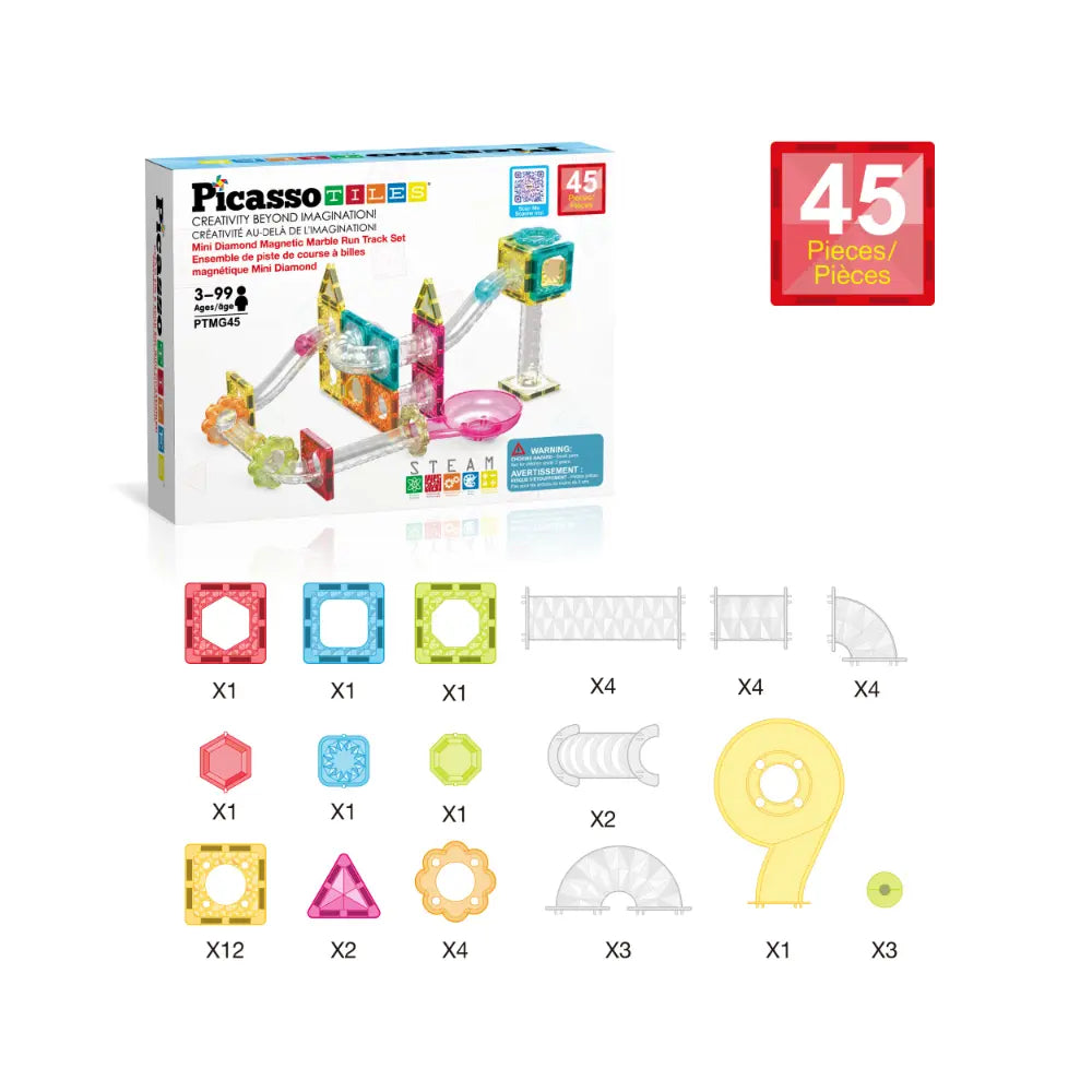 Picasso Magnetic Mini Diamond Marble Run Track Set 45pieces
