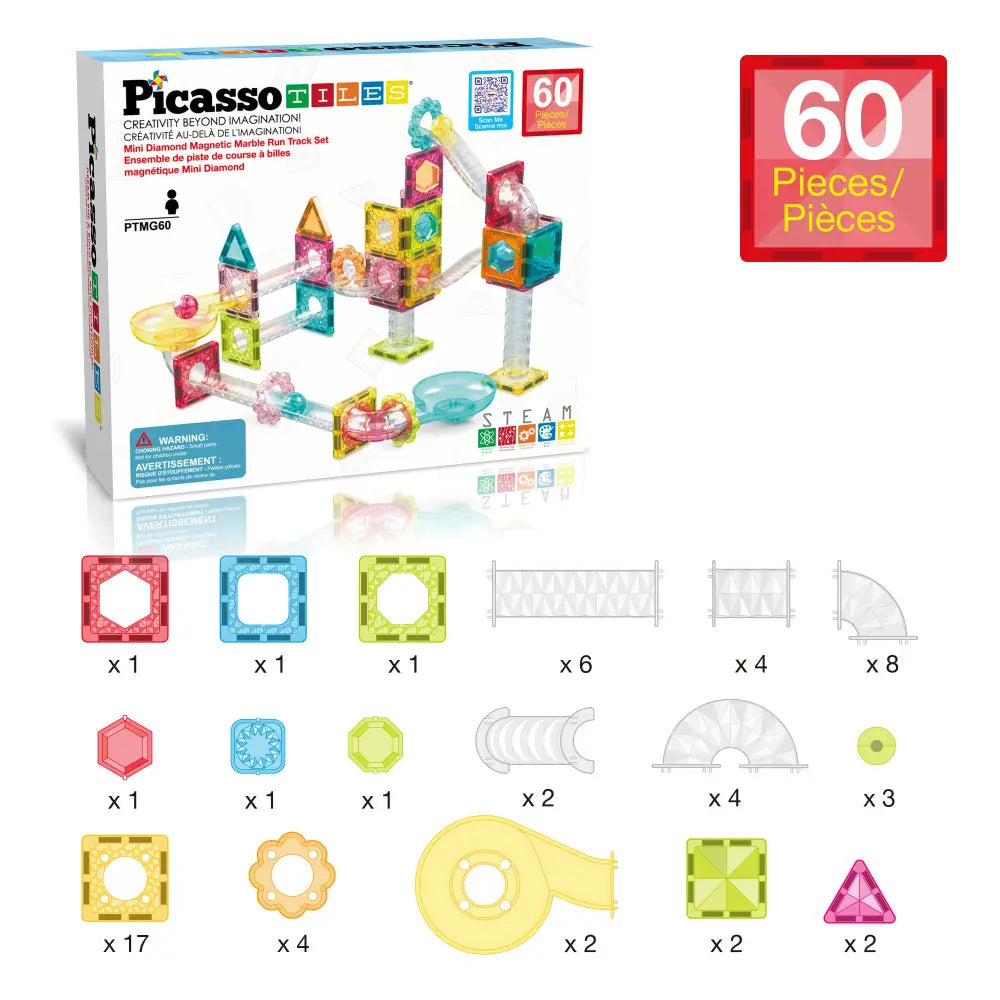Picasso Magnetic Mini Diamond Marble Run Track 60pieces