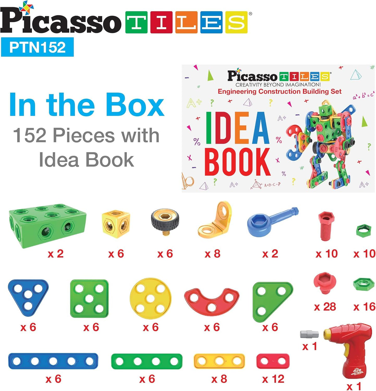 Picasso Magnetic Engineering Construction Building Set 152-Pieces