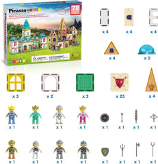 Picasso Magnetic Tiles Medieval Castle Theme 70-pieces