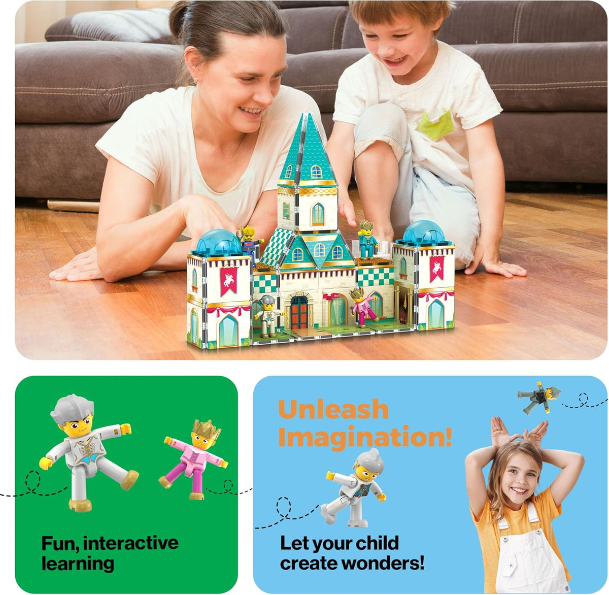 Picasso Magnetic Tiles Medieval Castle Theme 70-pieces