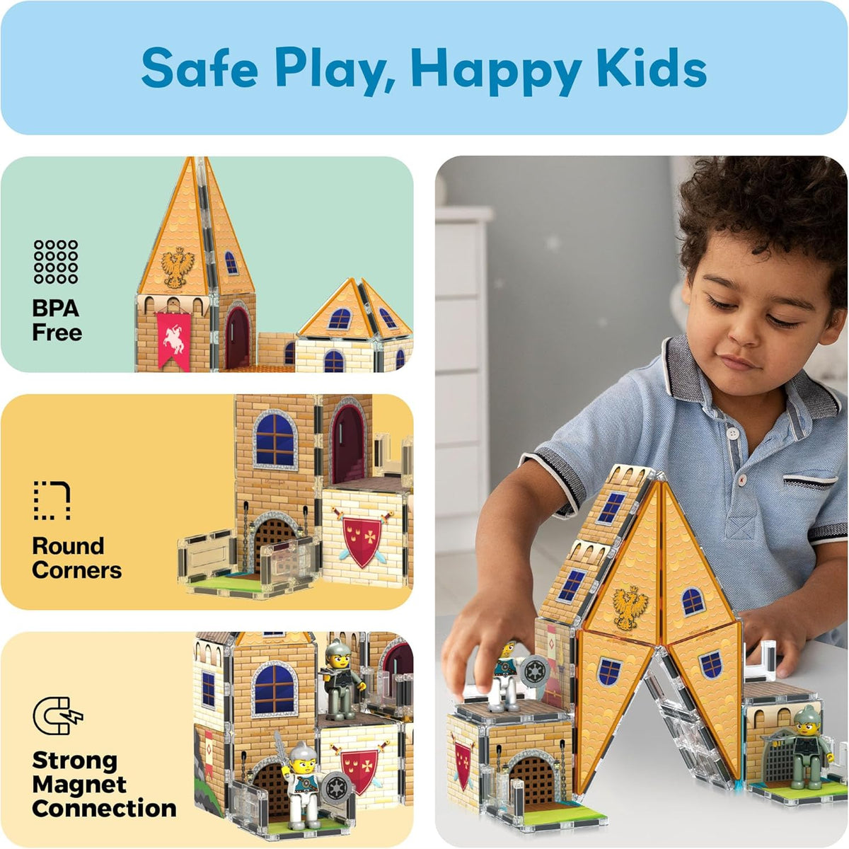 Picasso Magnetic Tiles Medieval Castle Theme 70-pieces