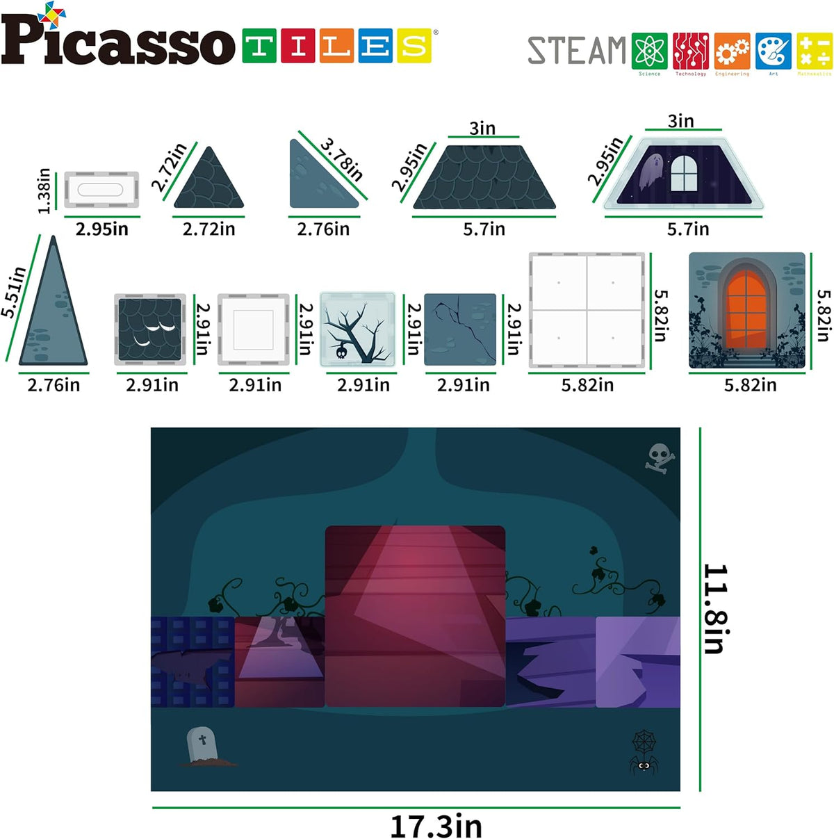 Picasso Magnetic Tiles Haunted House 57-Pieces