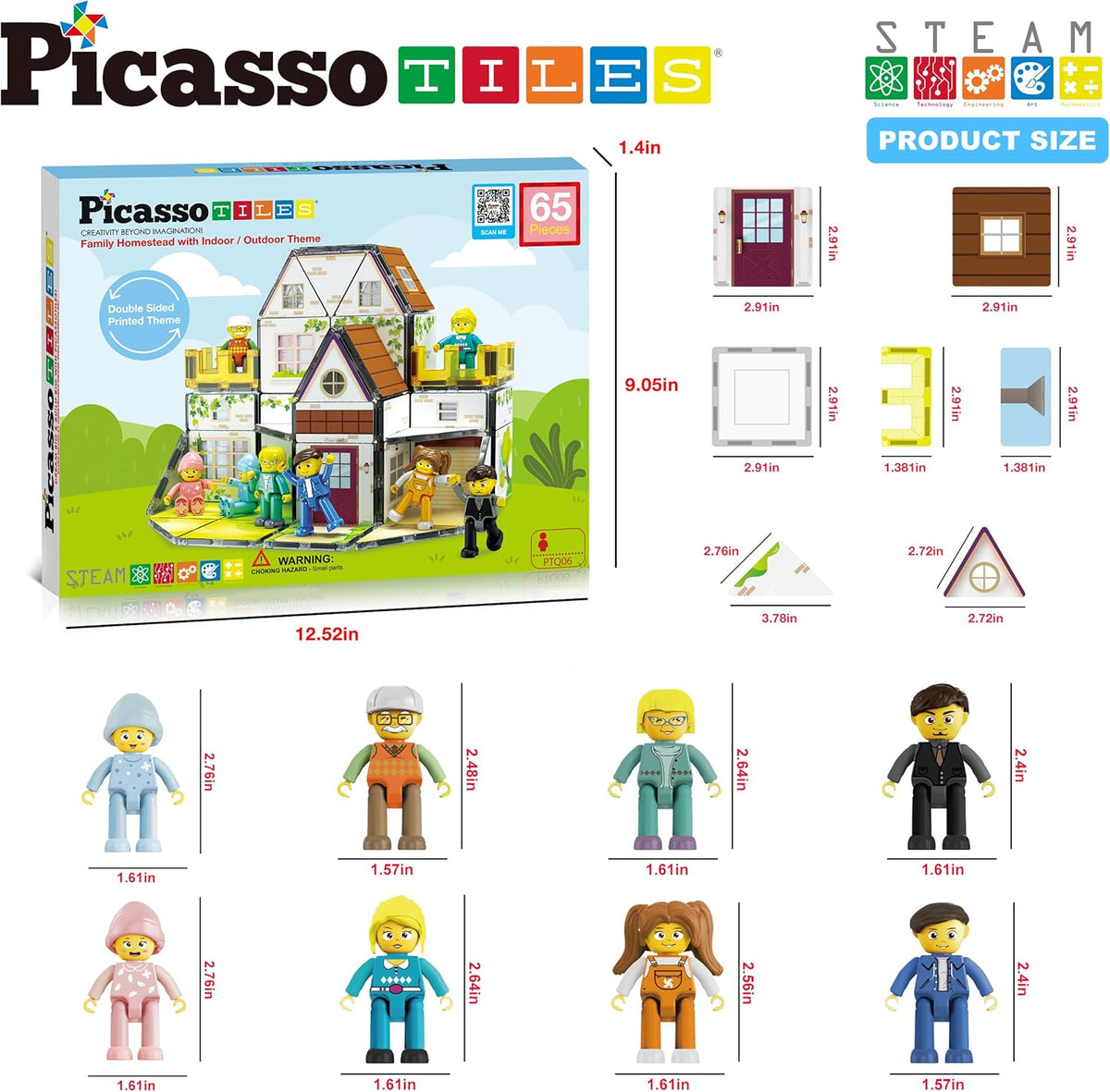 Picasso Magnetic Tiles Homestead Family Theme 65-Pieces