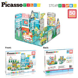 Picasso Magnetic 3D Metro City Set with 8 Vehicles 50-Pieces