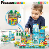 Picasso Magnetic 3D Metro City Set with 8 Vehicles 50-Pieces