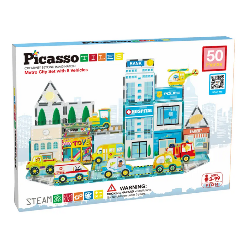 Picasso Magnetic 3D Metro City Set with 8 Vehicles 50-Pieces