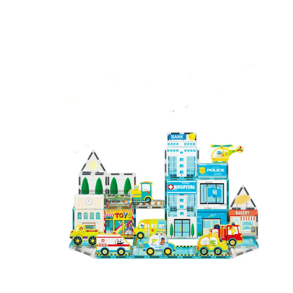 Picasso Magnetic 3D Metro City Set with 8 Vehicles 50-Pieces