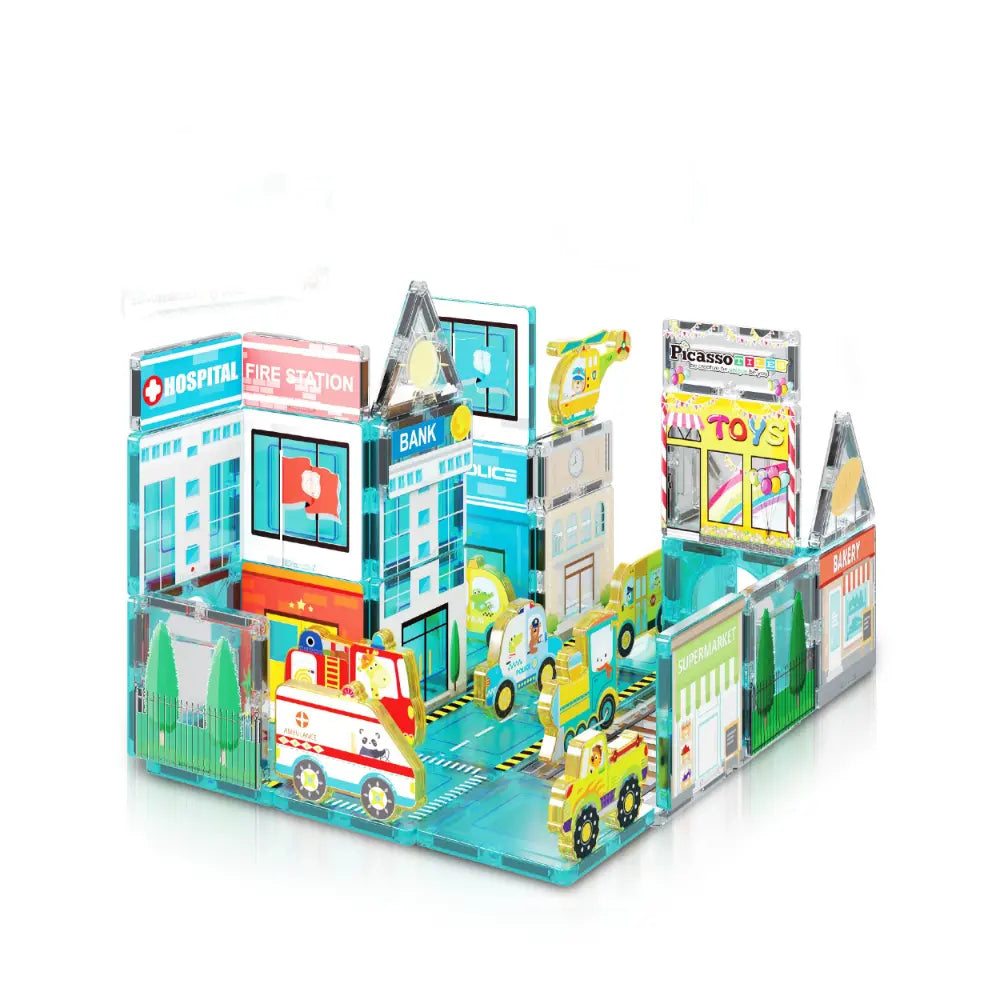 Picasso Magnetic 3D Metro City Set with 8 Vehicles 50pieces