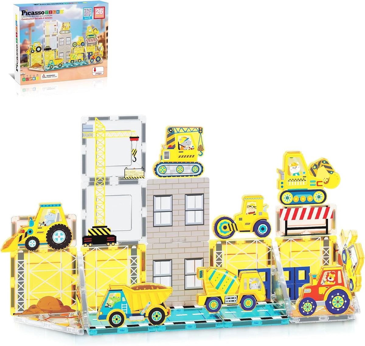 Picasso Magnetic Tiles Construction Set With 8 Truck